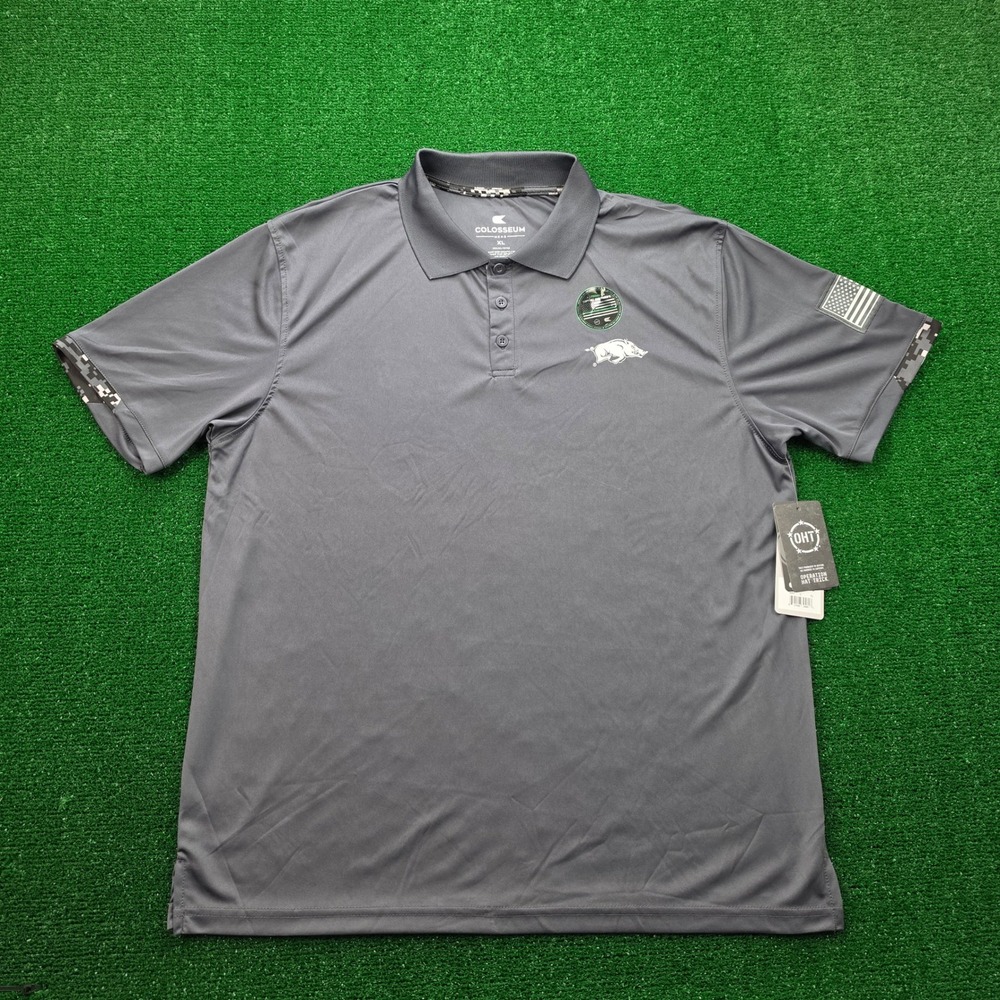Arkansas Razorbacks Operation Hat Trick Polo Shirt Mens XL Gray Military OHT NWT